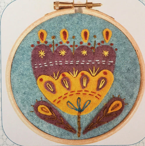 Applique Hoop Folk  Flower Mini Kit